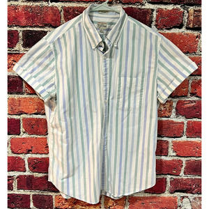 J Crew Pima Cotton Striped Button Down Shirt Classic Fit Size Large